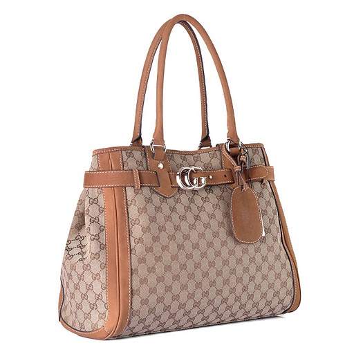 1:1 Gucci 247179 GG Running Large Tote Bags-Brown Fabric